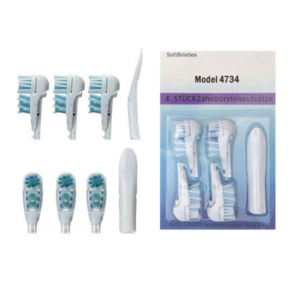 4 ชิ้น/เซ็ตหัวแปรงสีฟันไฟฟ้าแบบหลายทิศทางสำหรับ Oral B 3733 4732 4734