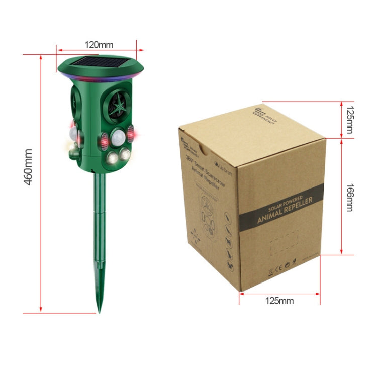 RC-543 พลังงานแสงอาทิตย์ 360 องศา Omnidirectional Ultrasonic Bird Repeller Animal Repeller, RC-543 Dark Green