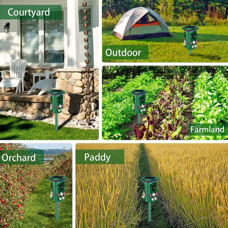 RC-543 พลังงานแสงอาทิตย์ 360 องศา Omnidirectional Ultrasonic Bird Repeller Animal Repeller, RC-543 Dark Green