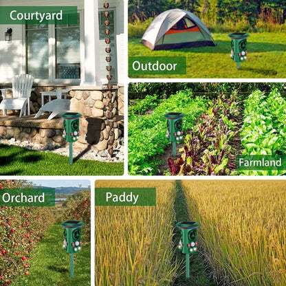 RC-543 พลังงานแสงอาทิตย์ 360 องศา Omnidirectional Ultrasonic Bird Repeller Animal Repeller, RC-543 Dark Green