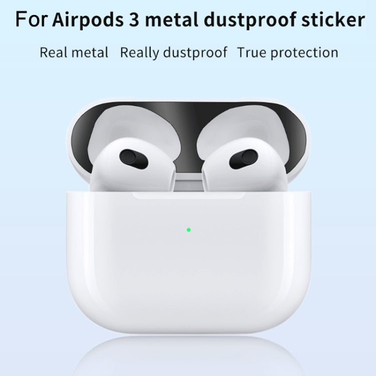 2 PCS หูฟังด้านในสติกเกอร์ฝาครอบกันฝุ่นฟิล์มป้องกันสำหรับ Airpods 3, สีดำ, สีทอง, สีเงิน, Rose Gold, สีแดง, สีเขียว, สีน้ำเงิน, สีม่วง