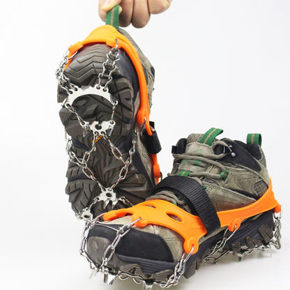 1 คู่ 23 Spikes Crampons Outdoor Winter Walk Ice Fishing Snow Shoe Spikes ขนาด:, M Orange, L Orange, XL Orange, M Black, L Black, XL  Black