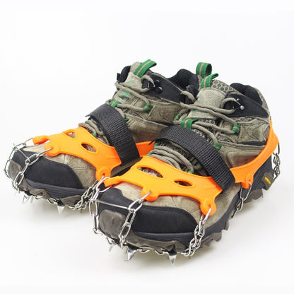 1 คู่ 23 Spikes Crampons Outdoor Winter Walk Ice Fishing Snow Shoe Spikes ขนาด:, M Orange, L Orange, XL Orange, M Black, L Black, XL  Black