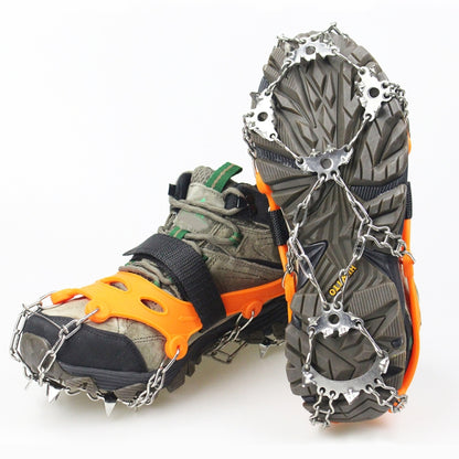 1 คู่ 23 Spikes Crampons Outdoor Winter Walk Ice Fishing Snow Shoe Spikes ขนาด:, M Orange, L Orange, XL Orange, M Black, L Black, XL  Black