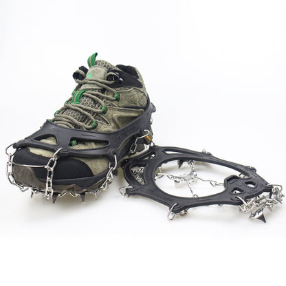 1 คู่ 23 Spikes Crampons Outdoor Winter Walk Ice Fishing Snow Shoe Spikes ขนาด:, M Orange, L Orange, XL Orange, M Black, L Black, XL  Black