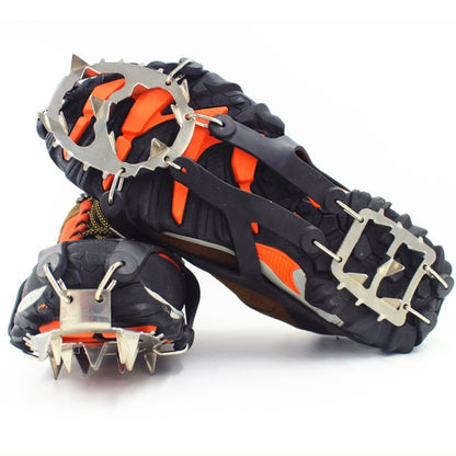 1 คู่ 18 Spikes ขนาดใหญ่ Crampons กลางแจ้งฤดูหนาวเดินตกปลาน้ำแข็ง Snow Shoe Spikes ขนาด:, L Black, L Orange