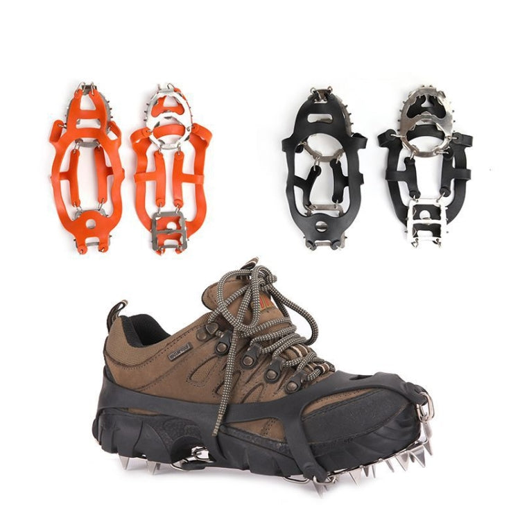 1 คู่ 18 Spikes ขนาดใหญ่ Crampons กลางแจ้งฤดูหนาวเดินตกปลาน้ำแข็ง Snow Shoe Spikes ขนาด:, L Black, L Orange