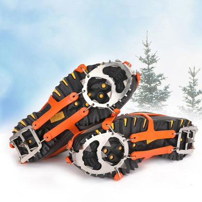 1 คู่ 18 Spikes ขนาดใหญ่ Crampons กลางแจ้งฤดูหนาวเดินตกปลาน้ำแข็ง Snow Shoe Spikes ขนาด:, L Black, L Orange
