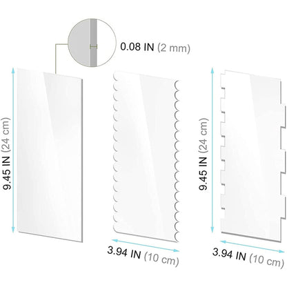 ชุดเครื่องมือขูดเรียบมีดโกนเค้กอะคริลิกใส 6 ใน 1, 6 In 1