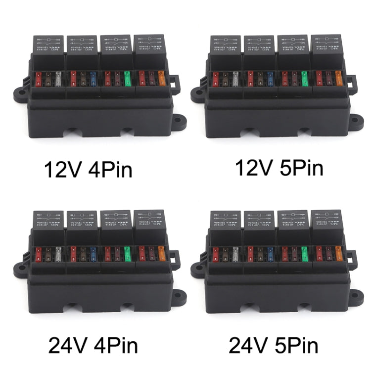 รีเลย์รถยนต์ RV ภาพรังสีเสียงดัดแปลงกล่องประกันแม่เหล็กไฟฟ้า, TF008-10 12V 4Pin, TF008-10 12V 5Pin, TF008-10 24V 4Pin, TF008-10 24V 5Pin