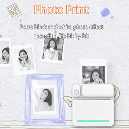 C19 200DPI เครื่องพิมพ์การบ้านนักเรียน Bluetooth Inkless Pocket Printer, Pink, Blue, Pink Printer Paper x 5, Blue Printer Paper x 5, Pink Sticker x 5, Blue Sticker x 5, Pink Set, Blue Set