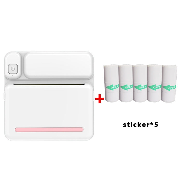 C19 200DPI เครื่องพิมพ์การบ้านนักเรียน Bluetooth Inkless Pocket Printer, Pink, Blue, Pink Printer Paper x 5, Blue Printer Paper x 5, Pink Sticker x 5, Blue Sticker x 5, Pink Set, Blue Set