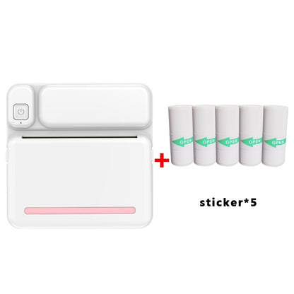 C19 200DPI เครื่องพิมพ์การบ้านนักเรียน Bluetooth Inkless Pocket Printer, Pink, Blue, Pink Printer Paper x 5, Blue Printer Paper x 5, Pink Sticker x 5, Blue Sticker x 5, Pink Set, Blue Set