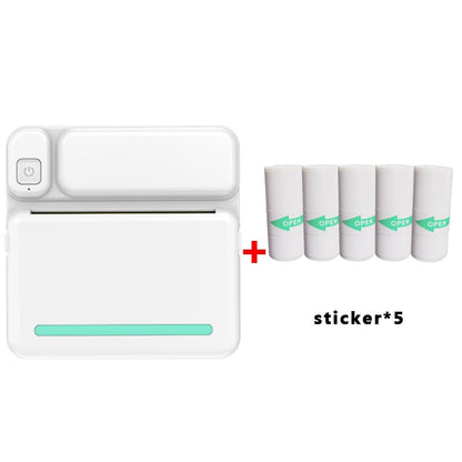 C19 200DPI เครื่องพิมพ์การบ้านนักเรียน Bluetooth Inkless Pocket Printer, Pink, Blue, Pink Printer Paper x 5, Blue Printer Paper x 5, Pink Sticker x 5, Blue Sticker x 5, Pink Set, Blue Set