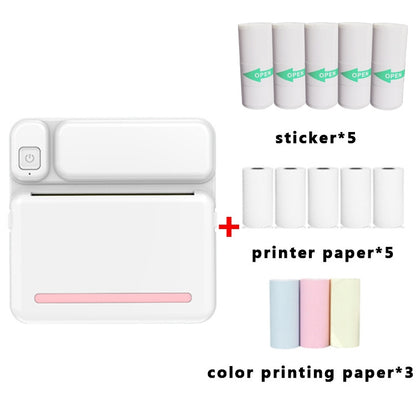 C19 200DPI เครื่องพิมพ์การบ้านนักเรียน Bluetooth Inkless Pocket Printer, Pink, Blue, Pink Printer Paper x 5, Blue Printer Paper x 5, Pink Sticker x 5, Blue Sticker x 5, Pink Set, Blue Set