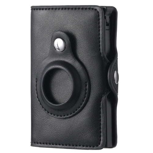FY2108 กระเป๋าใส่บัตรโลหะ Tracker Wallet สำหรับ AirTag สไตล์:, Crazy Horse (Black)