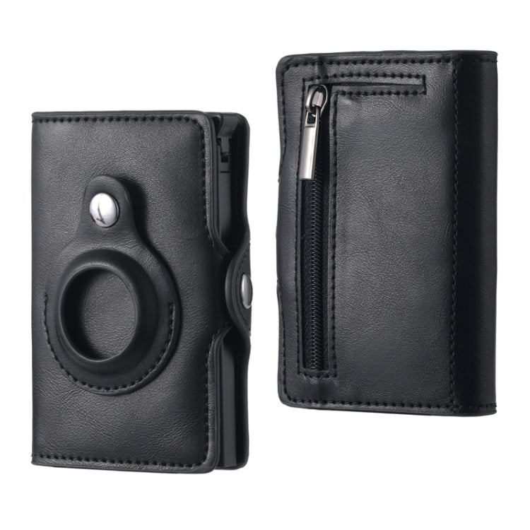 FY2108 กระเป๋าใส่บัตรโลหะ Tracker Wallet สำหรับ AirTag สไตล์:, Crazy Horse (Black)