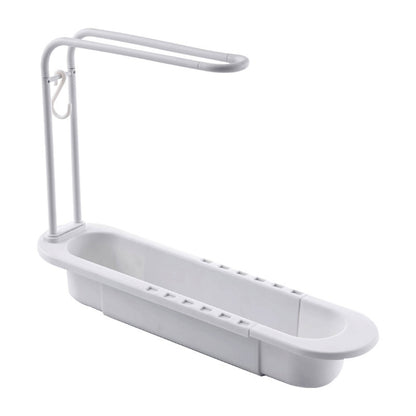 ถอดชิ้นส่วน 2 ชิ้นพร้อมชั้นวางอ่างล้างจาน Telescopic Pole, White