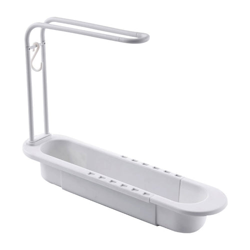 ถอดชิ้นส่วน 2 ชิ้นพร้อมชั้นวางอ่างล้างจาน Telescopic Pole, White