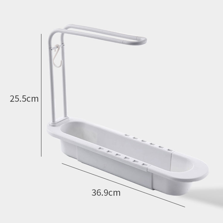 ถอดชิ้นส่วน 2 ชิ้นพร้อมชั้นวางอ่างล้างจาน Telescopic Pole, White