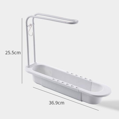 ถอดชิ้นส่วน 2 ชิ้นพร้อมชั้นวางอ่างล้างจาน Telescopic Pole, White