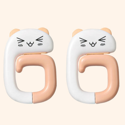 2 PCS กระเป๋านักเรียนข้างโต๊ะตะขอแขวนกระเป๋าสำนักงานแบบถอดได้, Panda, Small Pink Cat, Raccoon, Kitten