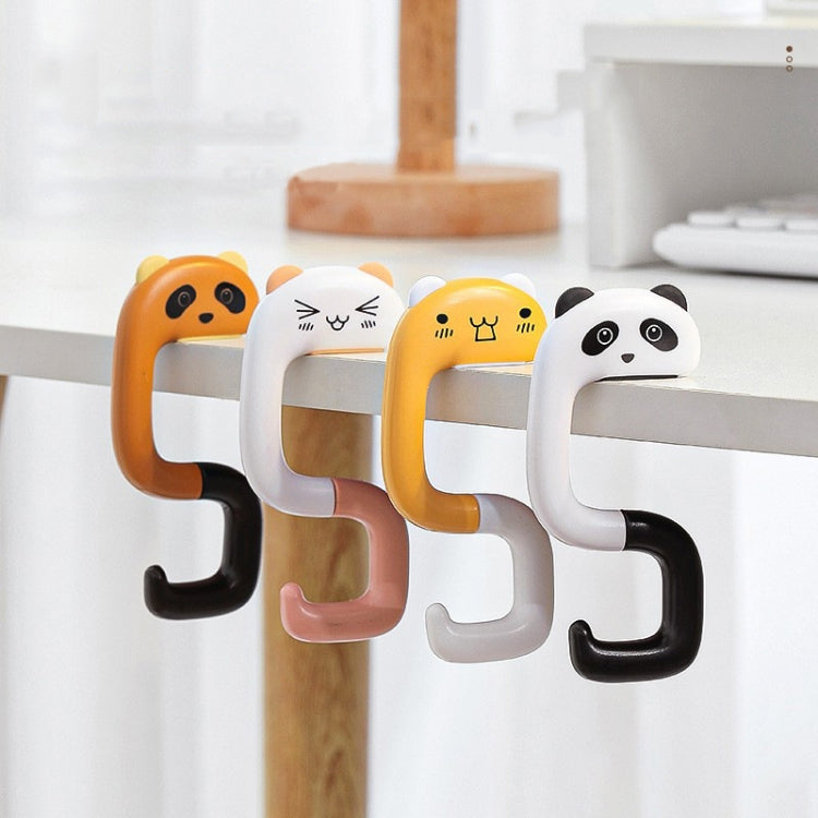 2 PCS กระเป๋านักเรียนข้างโต๊ะตะขอแขวนกระเป๋าสำนักงานแบบถอดได้, Panda, Small Pink Cat, Raccoon, Kitten