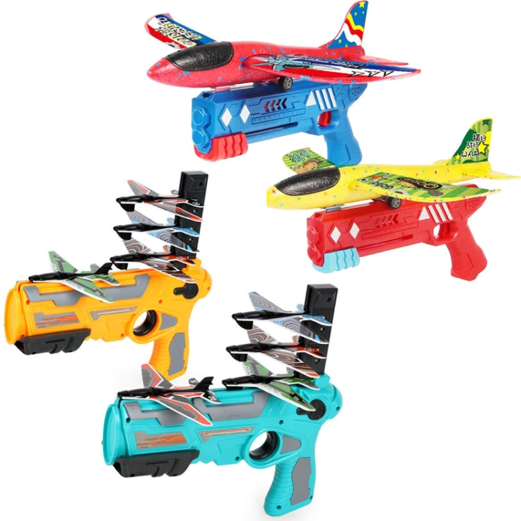 BY-0212 Foam Plane Hand Throw Catapult Aircraft Launcher Glider Model, Blue + 4 x Planes, Yellow + 4 x Planes, Blue, Red
