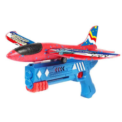 BY-0212 Foam Plane Hand Throw Catapult Aircraft Launcher Glider Model, Blue + 4 x Planes, Yellow + 4 x Planes, Blue, Red