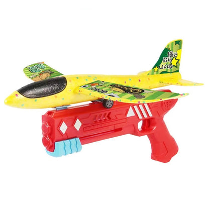 BY-0212 Foam Plane Hand Throw Catapult Aircraft Launcher Glider Model, Blue + 4 x Planes, Yellow + 4 x Planes, Blue, Red