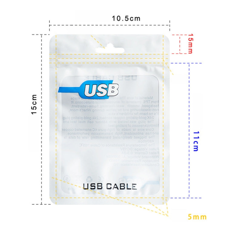100 PCS สาย USB ถุงบรรจุ Data Cable Bag Ziplock Bag, 7.5 x 12cm, 10.5 x 15 cm