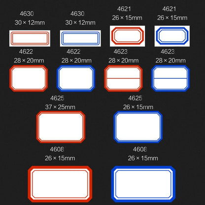 2 ถุง สติ๊กเกอร์ฉลากขนาดเล็กมีกาวในตัวเขียนด้วยลายมือ, 4608 Red 50x28mm, 4608 Blue 50x28mm, 4621 Red 26x15mm, 4621 Blue 26x15mm, 4622 Red 28x20mm, 4622 Blue 28x20mm, 4623 Red 28x20mm, 4623 Blue 28x20mm, 4625 Red 37x25mm, 4625 Blue 37x25mm              ...