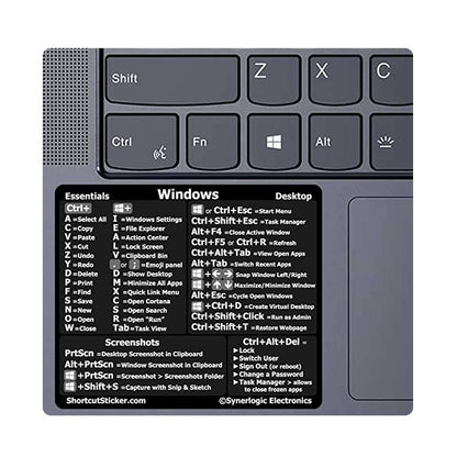 5 PCS PC Reference Keyboard Shortcut Sticker Adhesive สำหรับพีซีแล็ปท็อปเดสก์ท็อป, Black