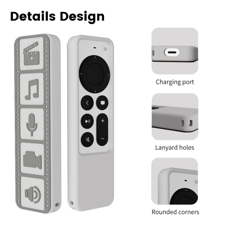 ซิลิโคนรีโมทคอนโทรลฝาครอบป้องกันการลื่นกันน้ำสำหรับ Apple TV 4K 2021, (Brown), (Black), (Gray White), (Luminous Color)