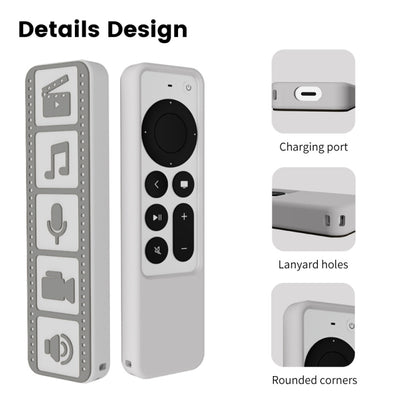 ซิลิโคนรีโมทคอนโทรลฝาครอบป้องกันการลื่นกันน้ำสำหรับ Apple TV 4K 2021, (Brown), (Black), (Gray White), (Luminous Color)