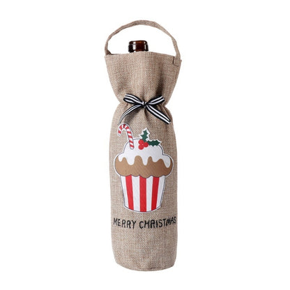 2 PCS อุปกรณ์ตกแต่งคริสต์มาส Tote Bottle Cover Champagne Red Wine Bag