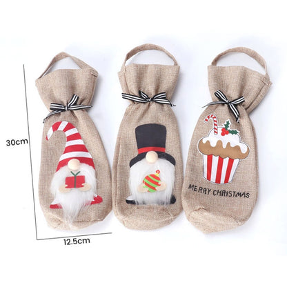 2 PCS อุปกรณ์ตกแต่งคริสต์มาส Tote Bottle Cover Champagne Red Wine Bag