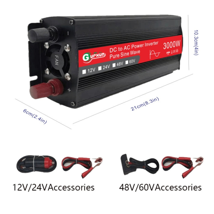 Gurxun Sine Wave อินเวอร์เตอร์ 3000W 2/24/48/60V ถึง 220V รถ Boost Converter, 3000W 60V-220V, 3000W 12V-220V, 3000W 24V-220V, 3000W 48V-220V