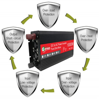 Gurxun HZ1500-10000 Sine Wave 10000W อินเวอร์เตอร์แปลงไฟ, 10000W 12V To 220V, 10000W 24V To 220V, 10000W 48V To 220V, 10000W 60V To 220V, 10000W 12V To 110V