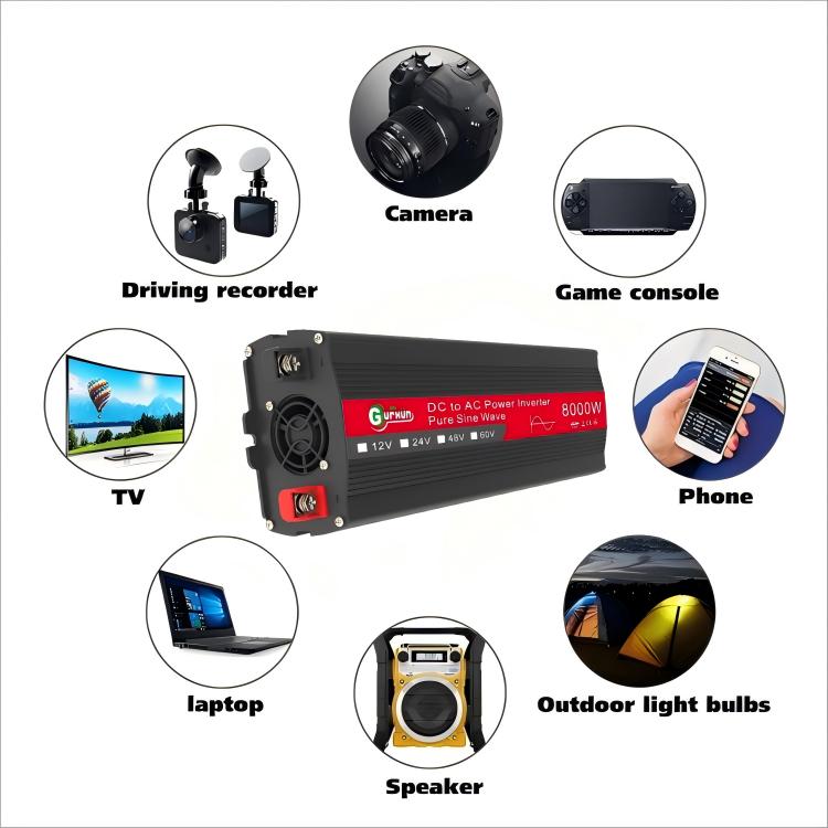 Gurxun 8000W อินเวอร์เตอร์ไซน์เวฟรถยนต์ในครัวเรือนพลังงานสูง, 8000W 12V To 220V, 8000W 24V To 220V, 8000W 48V To 220V, 8000W 60V To 220V