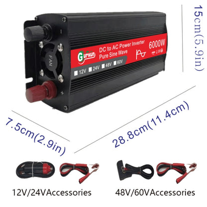 Gurxun 6000W อินเวอร์เตอร์ไซน์เวฟพลังงานสูงพร้อมจอแสดงผลดิจิตอลเดี่ยว, 6000W 12V-220V, 6000W 24V-220V, 6000W 48V-220V, 6000W 60V-220V