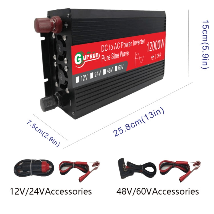 Gurxun 12000W อินเวอร์เตอร์ไซน์เวฟรถยนต์ในครัวเรือนพลังงานสูง, 12000W 48V To 220V, 12000W 12V To 220V, 12000W 24V To 220V, 12000W 60V To 220V, 12000W 12V To 110V