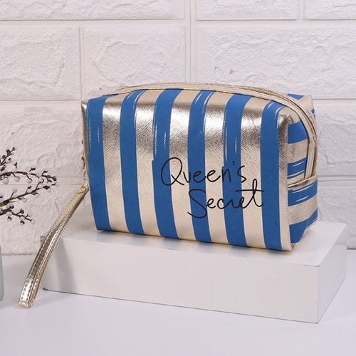 กระเป๋าเครื่องสำอางกันน้ำ PU ลายมัลติฟังก์ชั่น, สีน้ำเงิน, สีดำ, สีชมพู, สีแดงกุหลาบ, สีทอง, สีเงิน