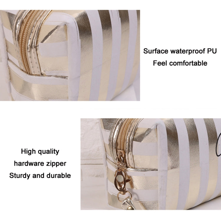 กระเป๋าเครื่องสำอางกันน้ำ PU ลายมัลติฟังก์ชั่น, สีน้ำเงิน, สีดำ, สีชมพู, สีแดงกุหลาบ, สีทอง, สีเงิน