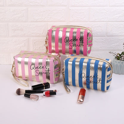 กระเป๋าเครื่องสำอางกันน้ำ PU ลายมัลติฟังก์ชั่น, สีน้ำเงิน, สีดำ, สีชมพู, สีแดงกุหลาบ, สีทอง, สีเงิน