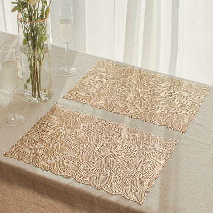 6 PCS Hollow PVC Table Top Placemat หุ้มฉนวนทนทาน, สีทอง, สีเงิน, Copper