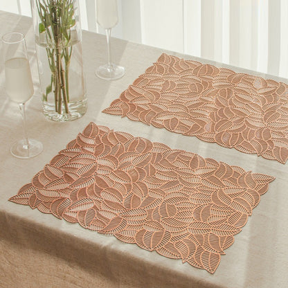 6 PCS Hollow PVC Table Top Placemat หุ้มฉนวนทนทาน, สีทอง, สีเงิน, Copper