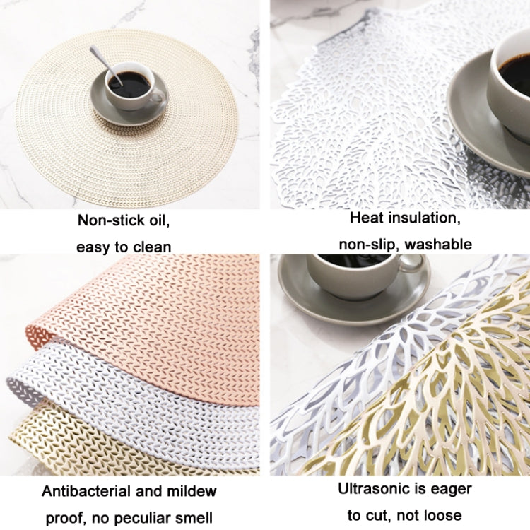 6 PCS Hollow PVC Table Top Placemat หุ้มฉนวนทนทาน, สีทอง, สีเงิน, Copper