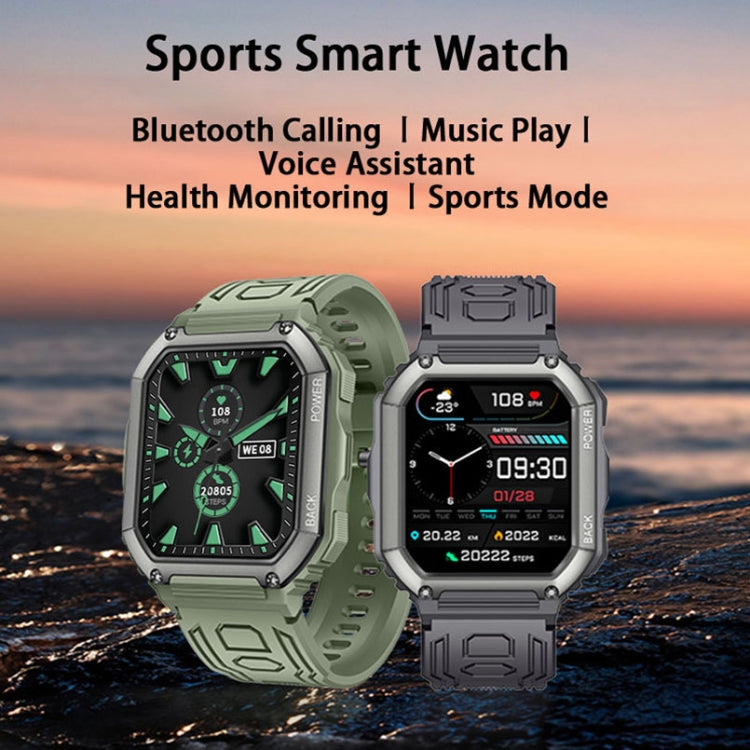 KR06 1.8 นิ้ว Heart Rate เครื่องวัดความดันโลหิต Smart Calling Watch, สีดำ, สีเขียว