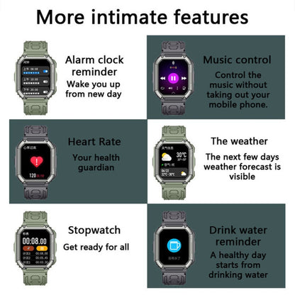 KR06 1.8 นิ้ว Heart Rate เครื่องวัดความดันโลหิต Smart Calling Watch, สีดำ, สีเขียว